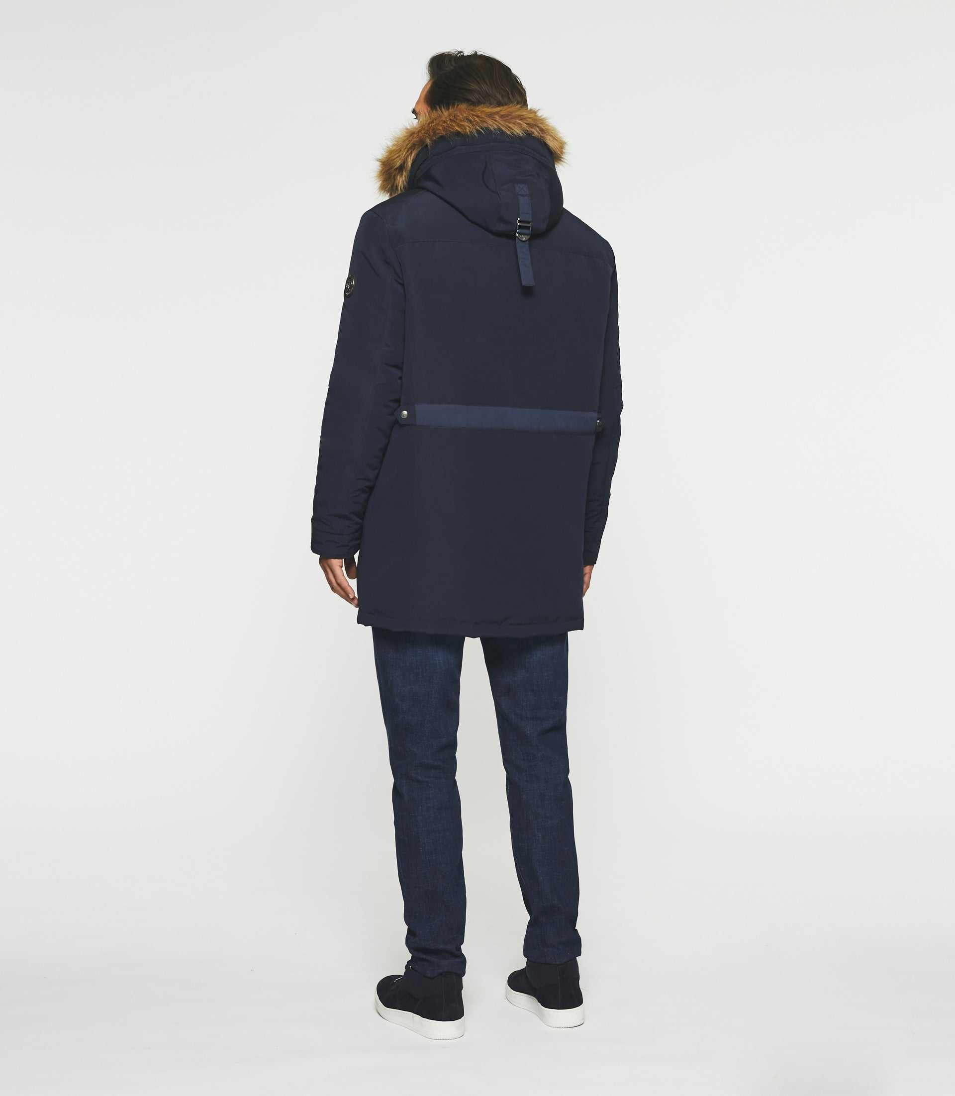 Parka longue à capuche marine MANOURY - IZAC