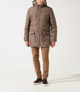 Parka longue à capuche matelassée taupe - IZAC