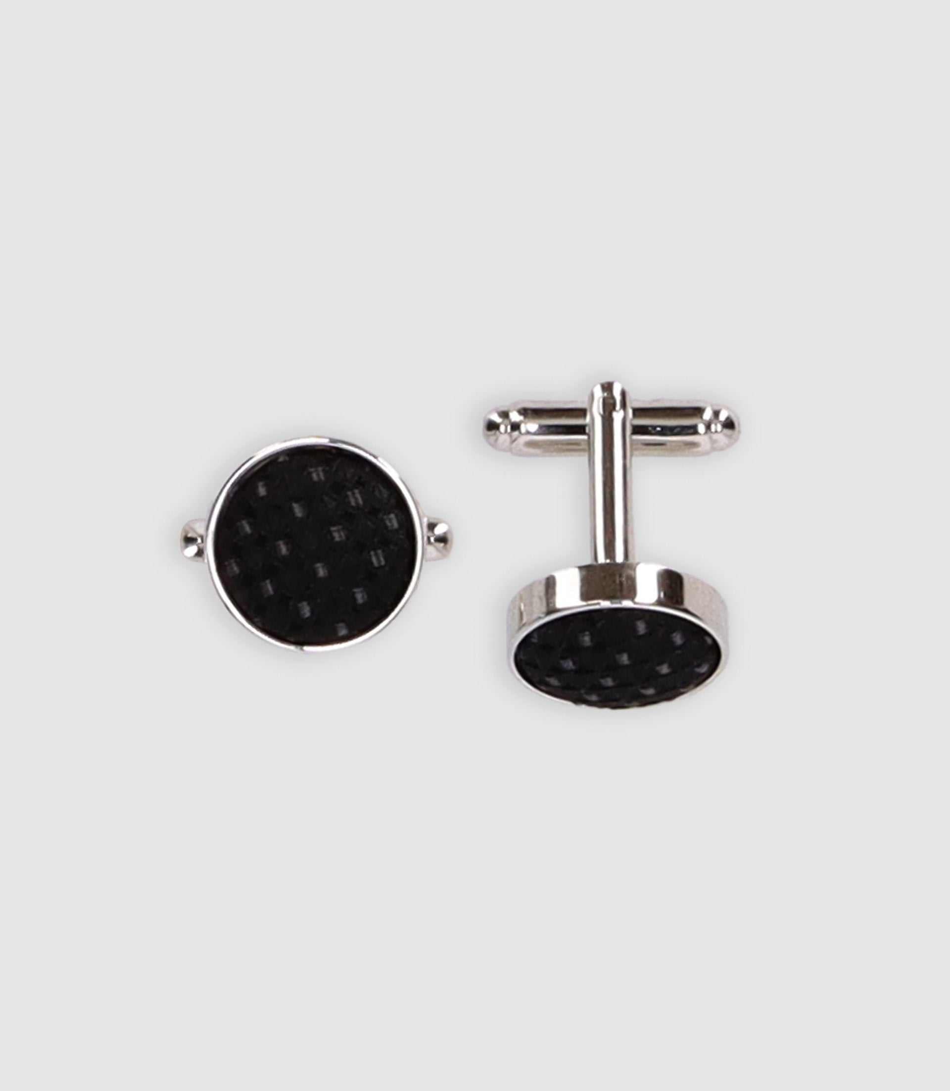 Boutons de manchette métal argenté noir HARDI - IZAC