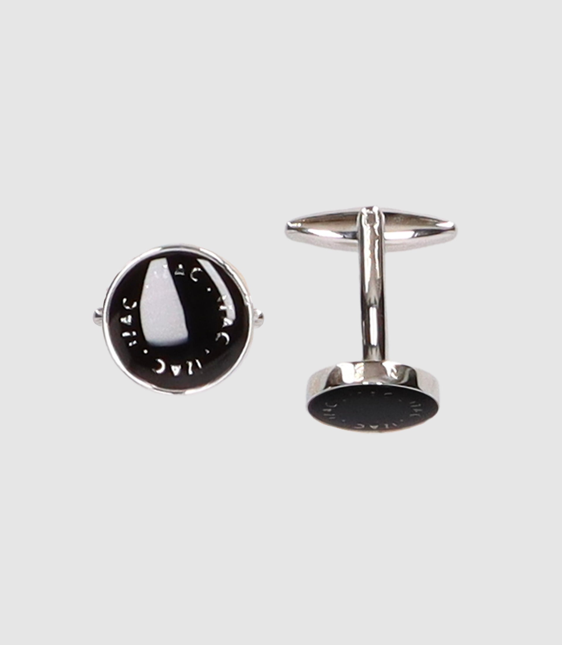 Boutons de manchette en métal noir avec logo - IZAC