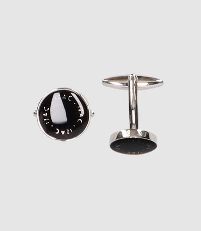 Boutons de manchette en métal noir avec logo - IZAC