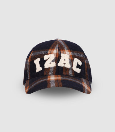 Casquette en tissu à carreaux marine - IZAC