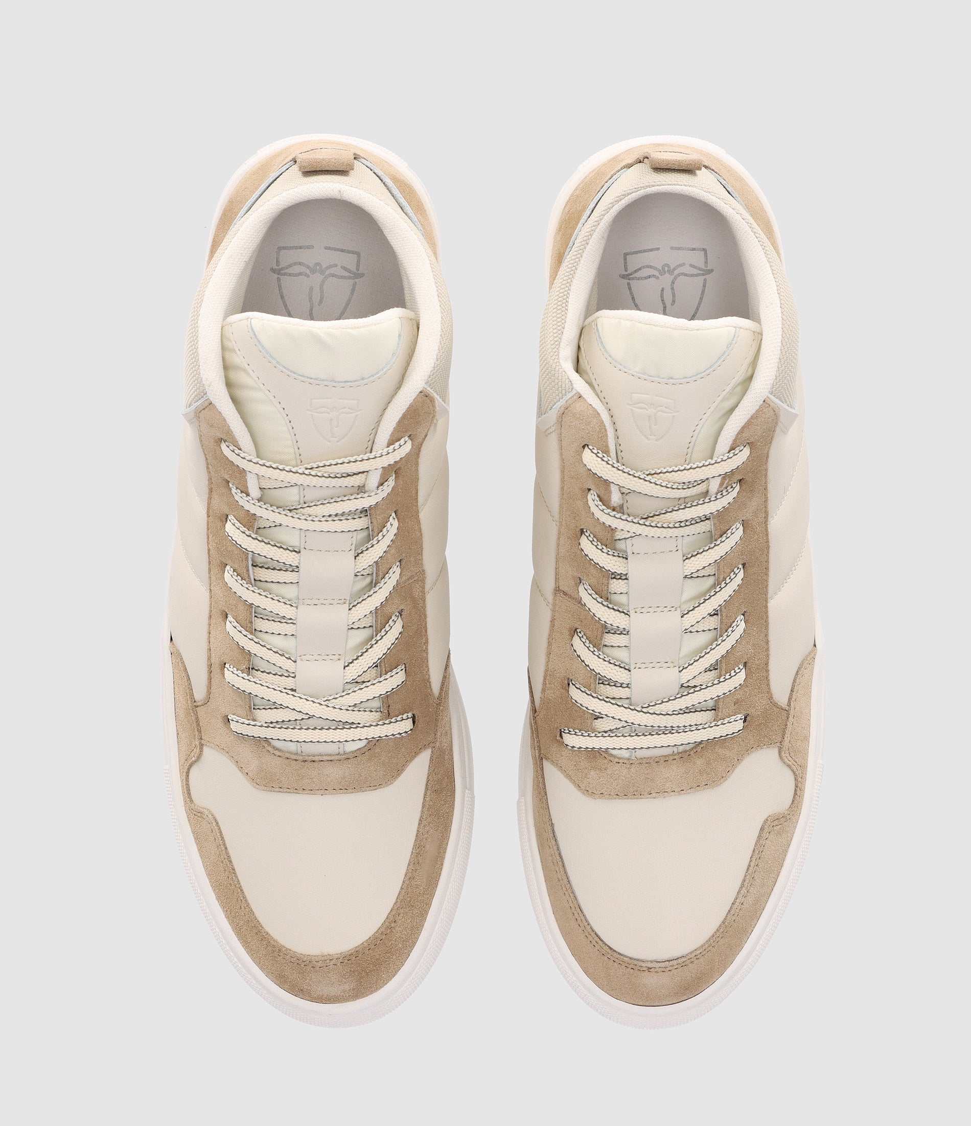 Sneakers montantes bi matière blanc et beige OSLO - IZAC