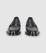Chaussures mocassins en cuir lisse noires - IZAC