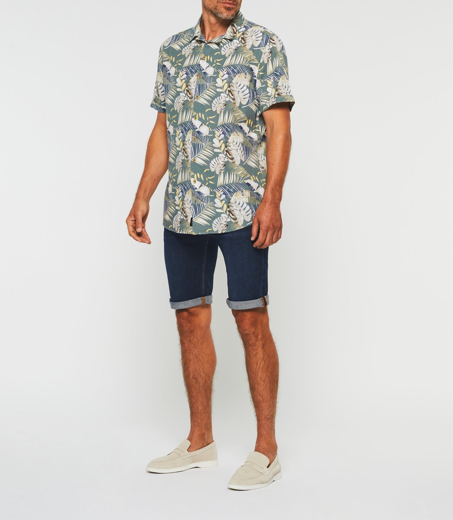 Chemise manches courtes kaki et jaune "Kaily" - IZAC