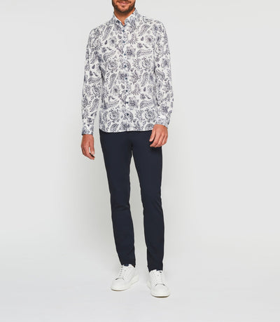 Chemise casual blanche et marine KINOUOUT - IZAC