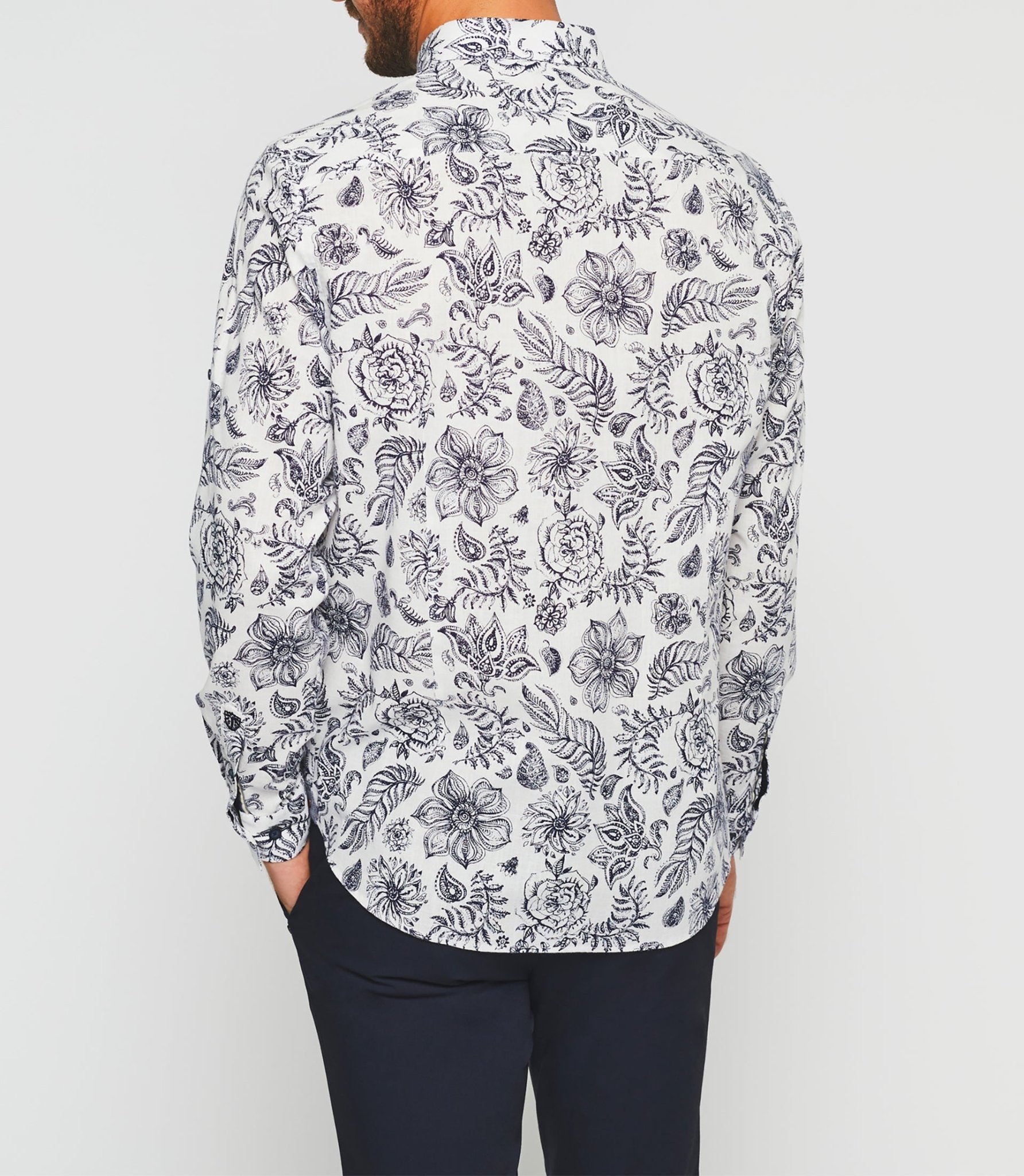 Chemise casual blanche et marine KINOUOUT - IZAC