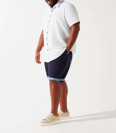Chemise manches courtes à imprimé blanche et marine KEDDYBT - IZAC