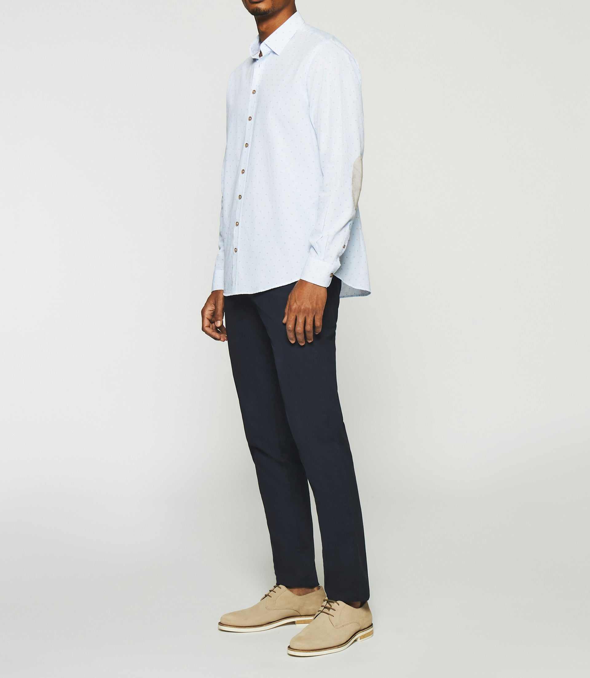 Chemise regular à imprimé blanche et camel KELLY - IZAC