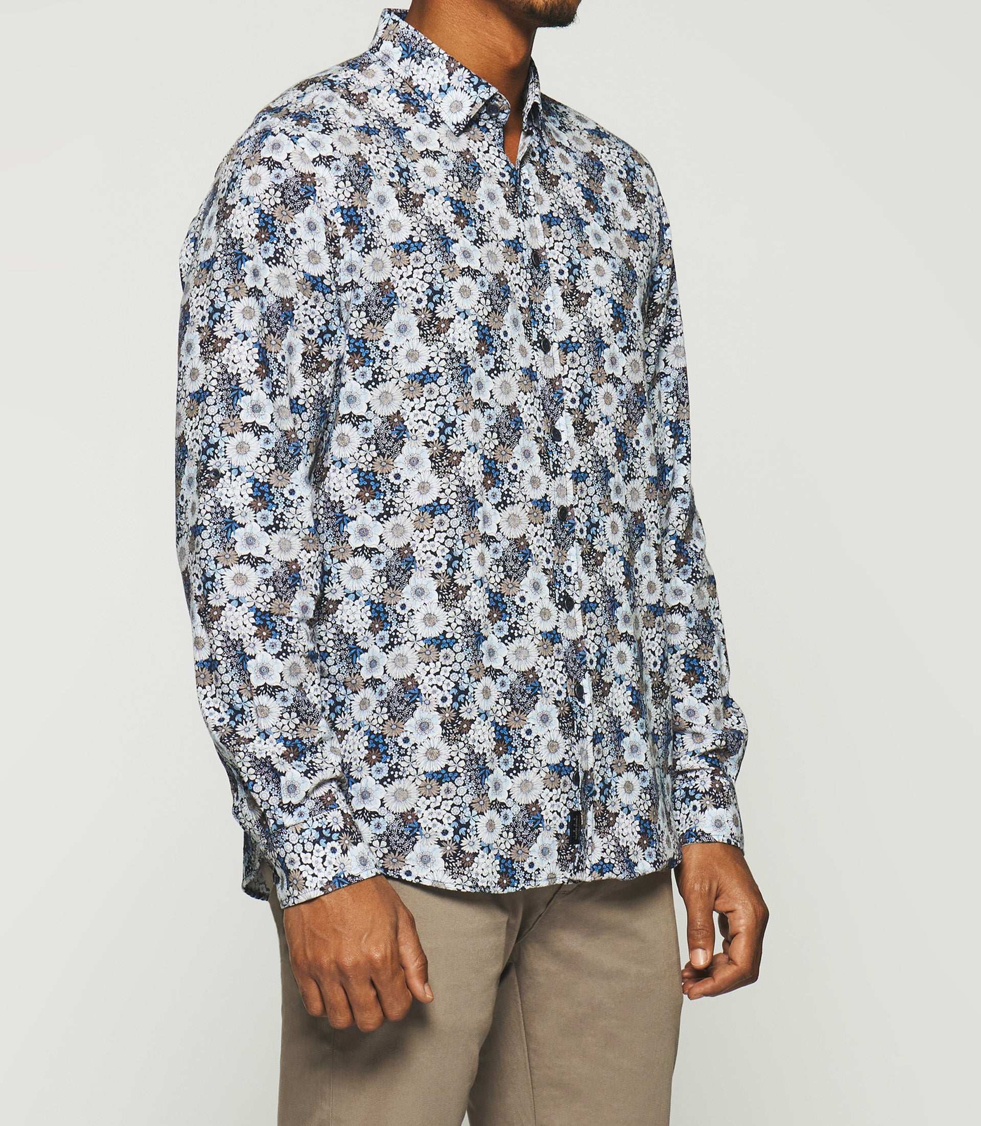 Chemise à imprimé fleurs marine KHALYS - IZAC