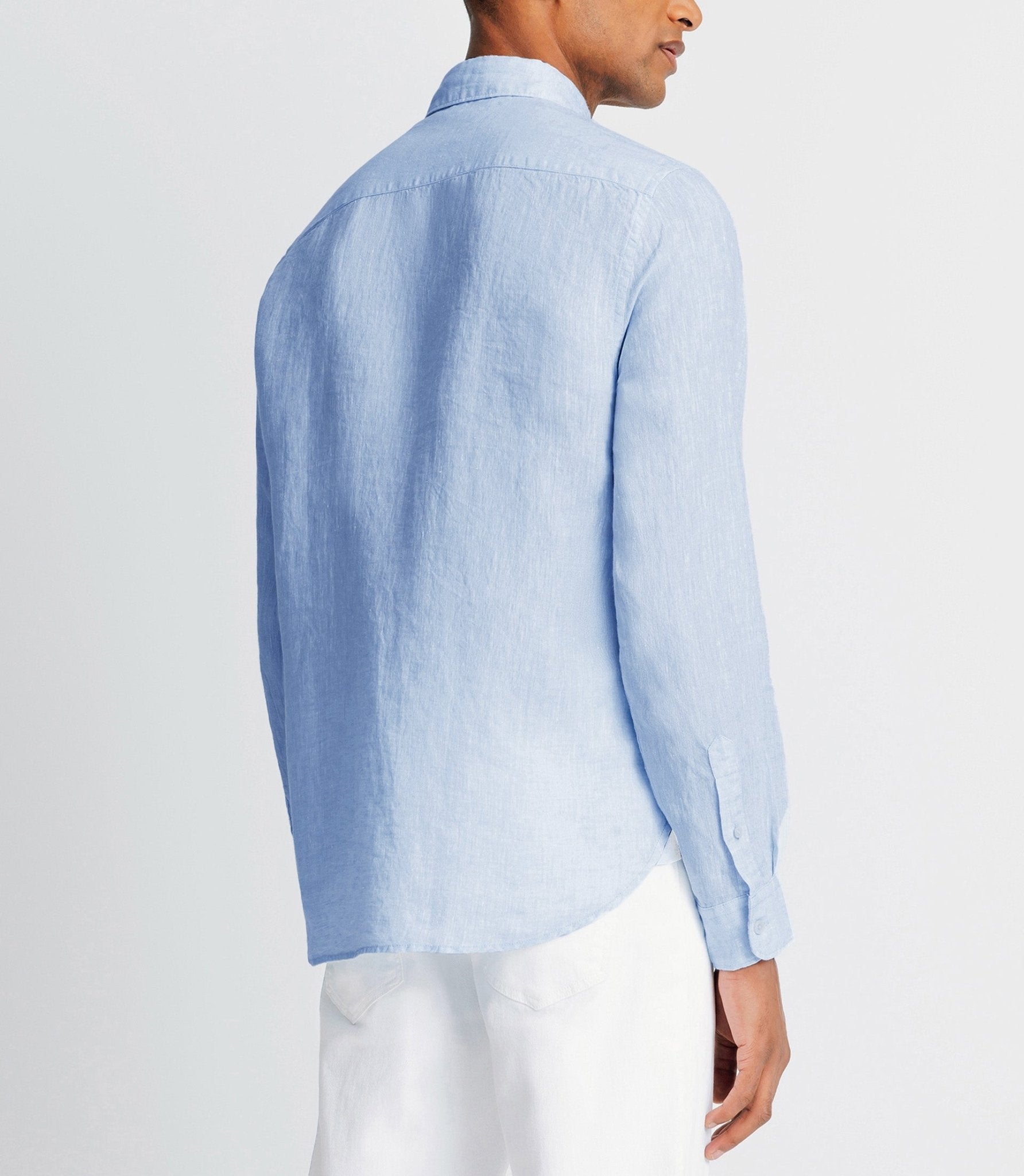 Chemise unie en coton lin ciel - IZAC