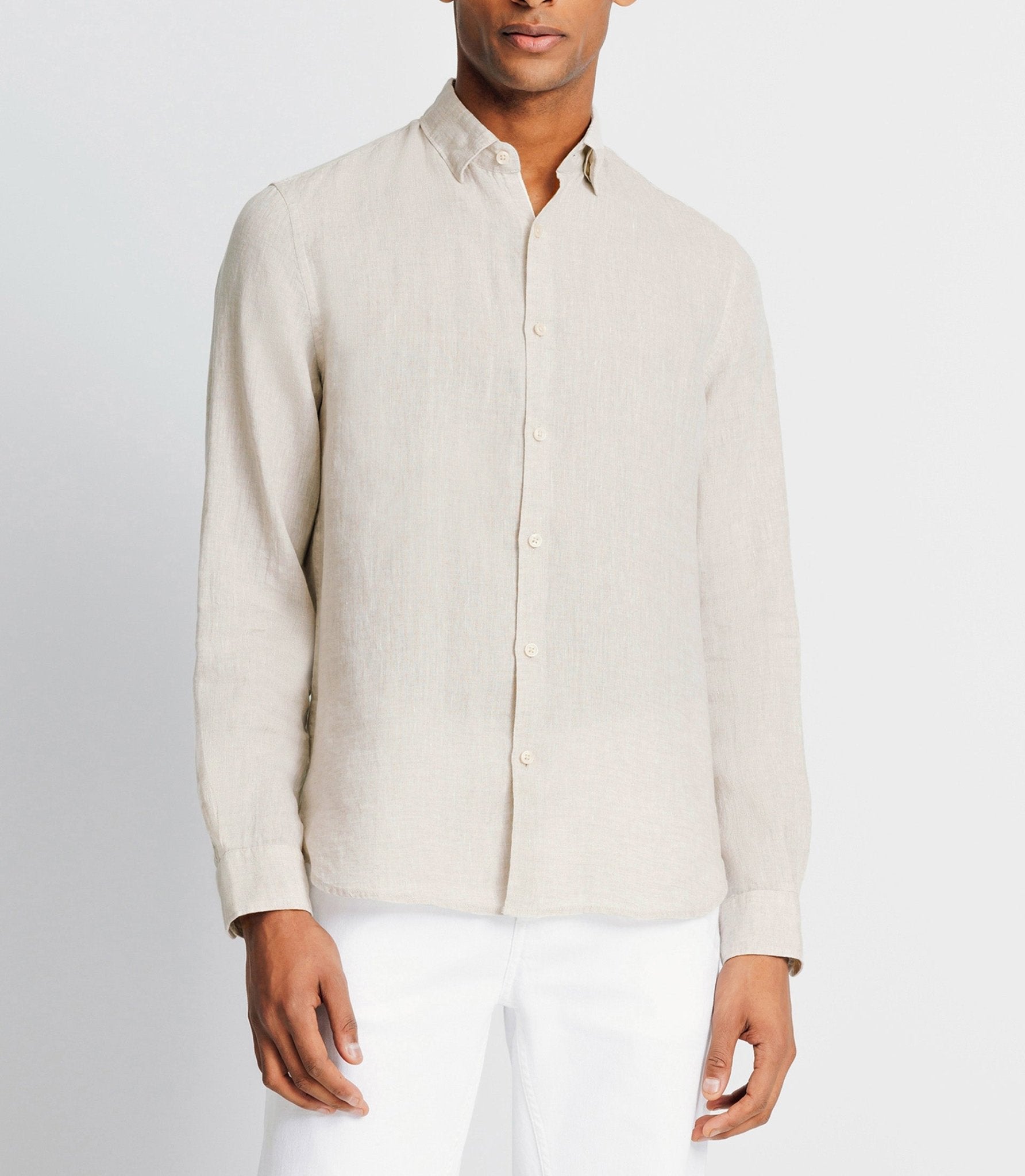 Chemise unie en coton lin écru - IZAC