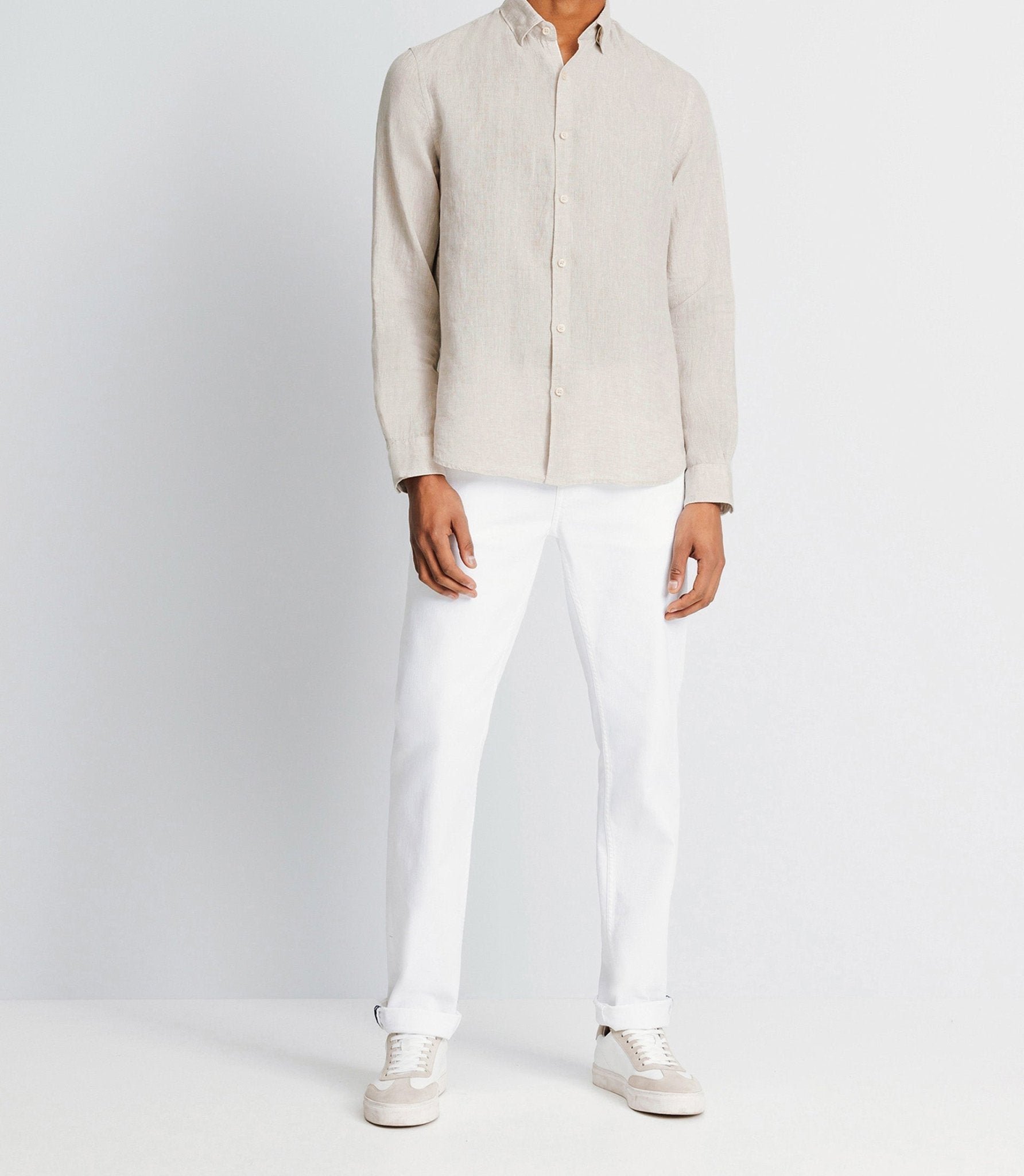 Chemise unie en coton lin écru - IZAC