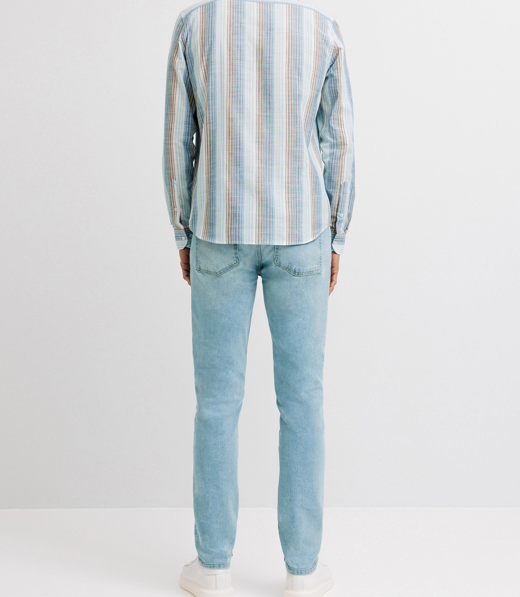 Chemise casual en coton rayée bleue - IZAC
