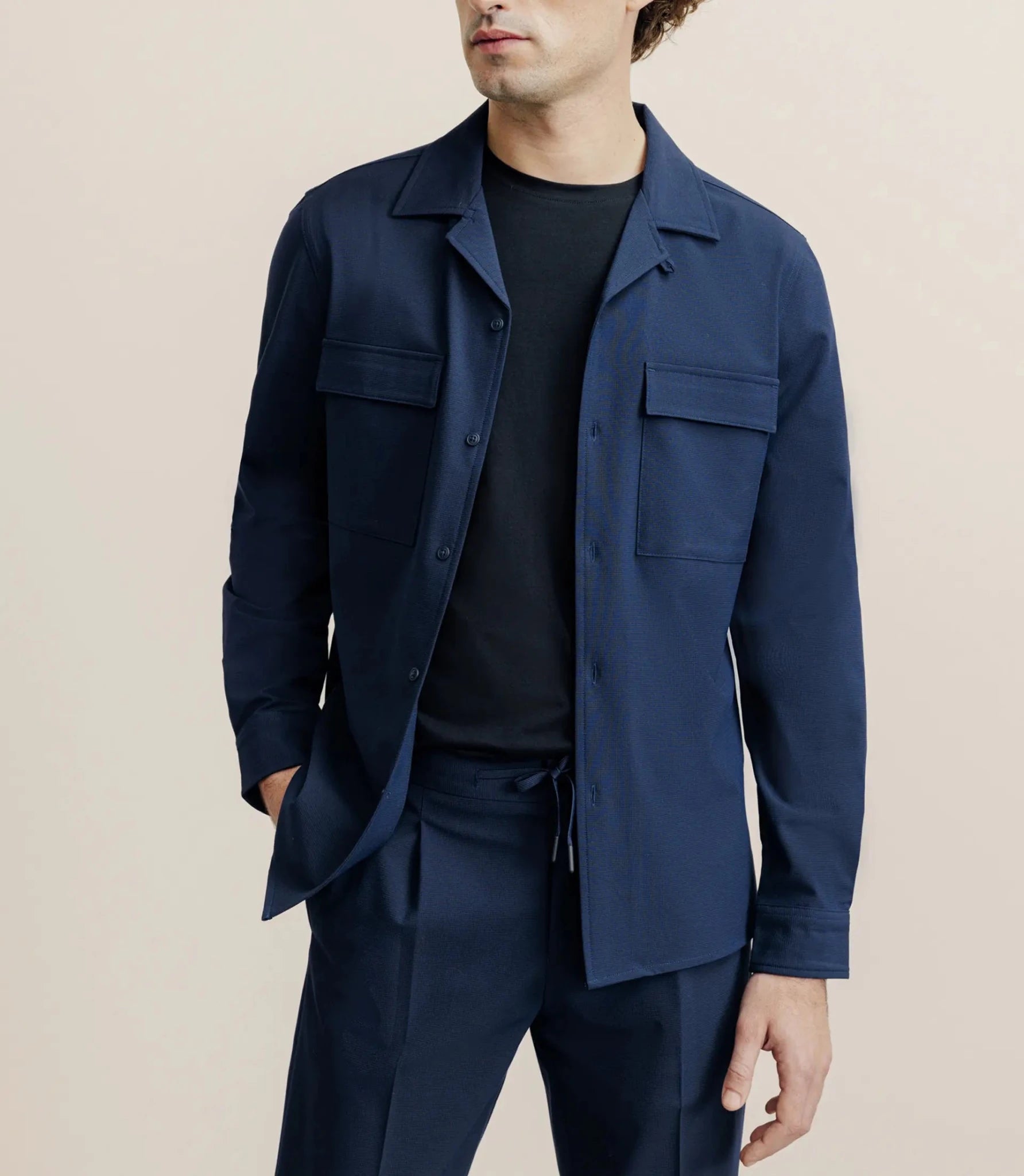 Surchemise avec col boutonné bleu marine - IZAC
