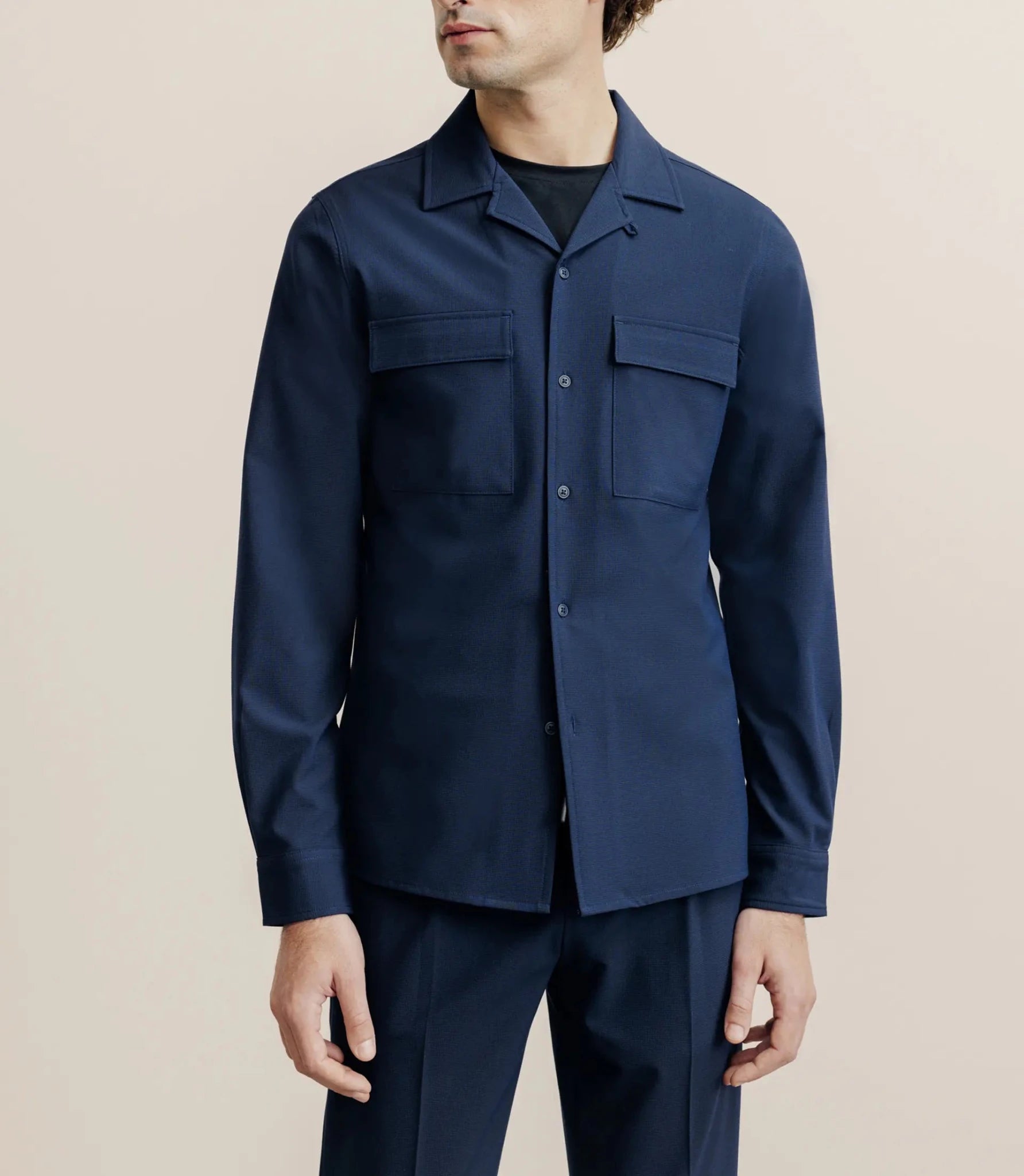 Surchemise avec col boutonné bleu marine - IZAC
