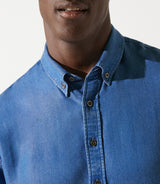 Chemise unie en tencel bleue JOSS - IZAC