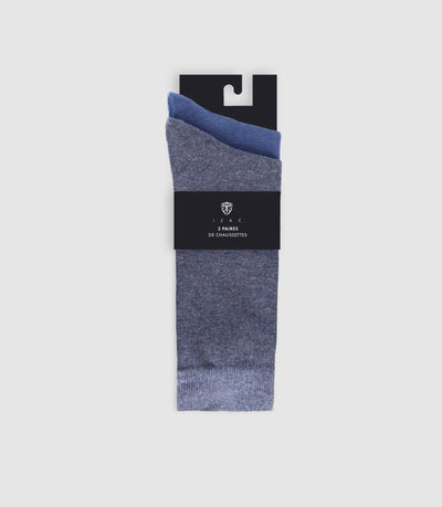Pack de 2 chaussettes unies bleu - IZAC