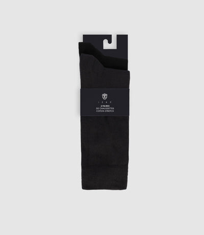 Pack de 2 chaussettes unies noires - IZAC