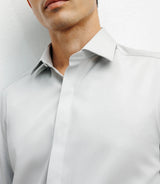 Chemise ville satin de coton gris - IZAC