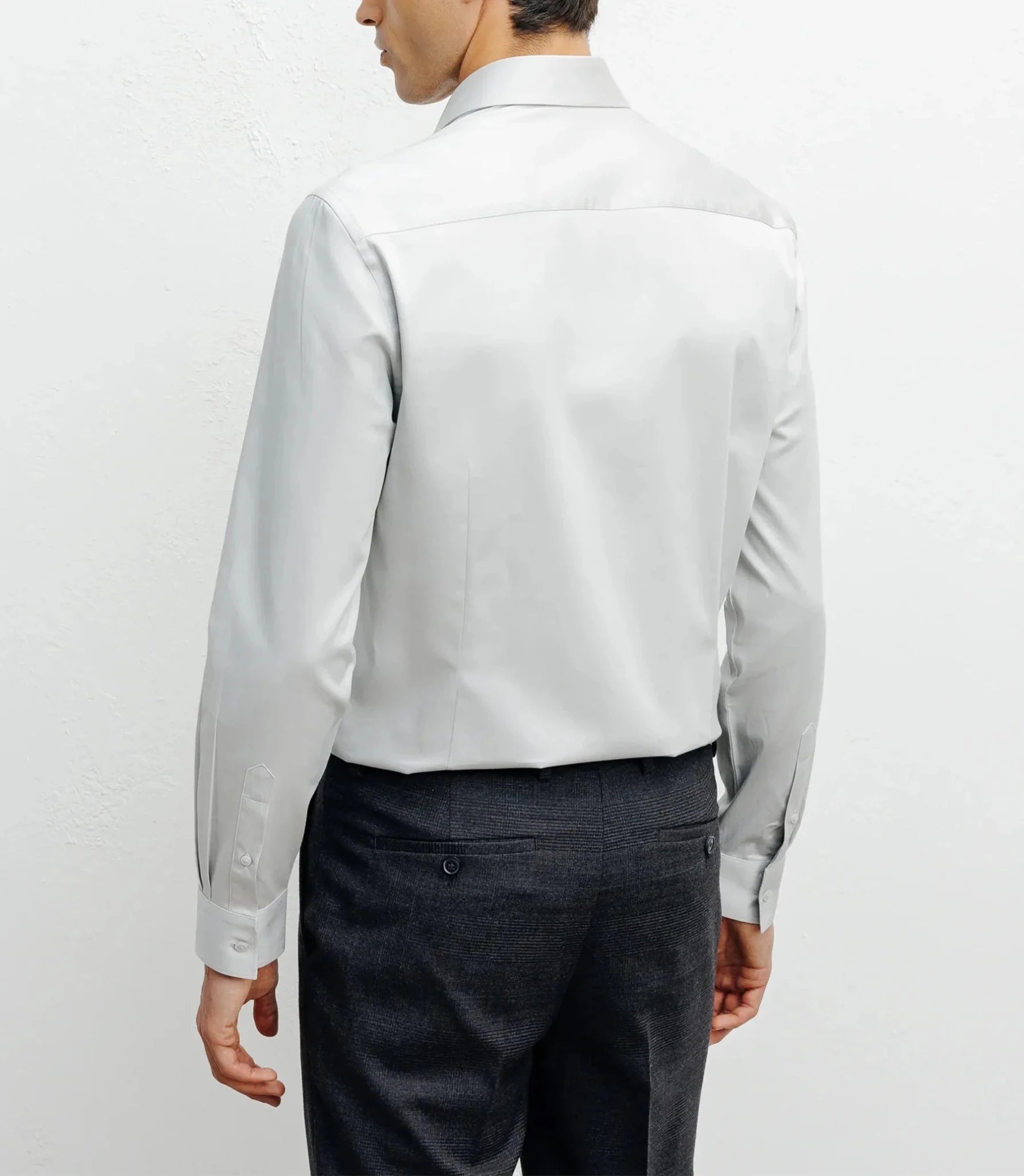 Chemise ville satin de coton gris - IZAC
