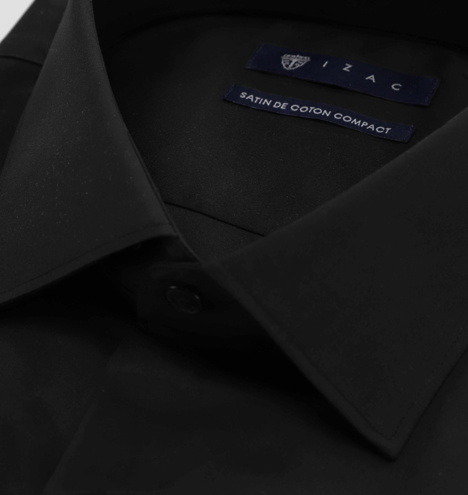 Chemise slim en satin de coton NOIR - IZAC