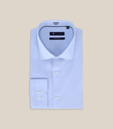Chemise ville satin de coton bleu ciel - IZAC