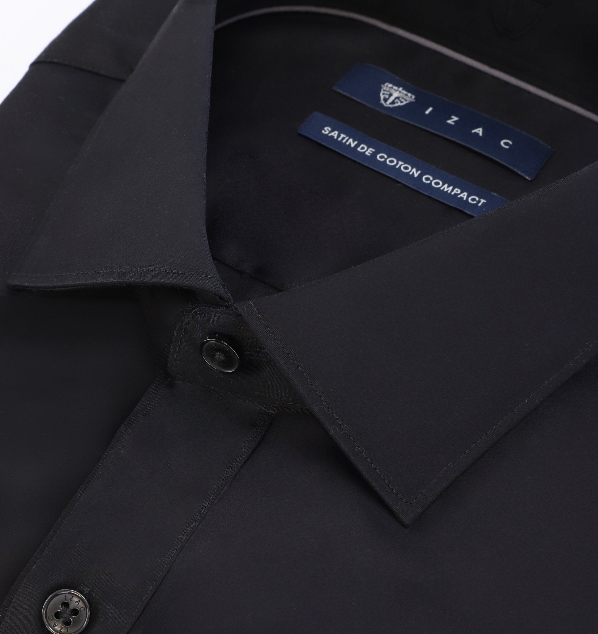 Chemise en satin de coton noire - IZAC
