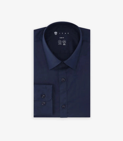 Chemise ville en coton marine - IZAC