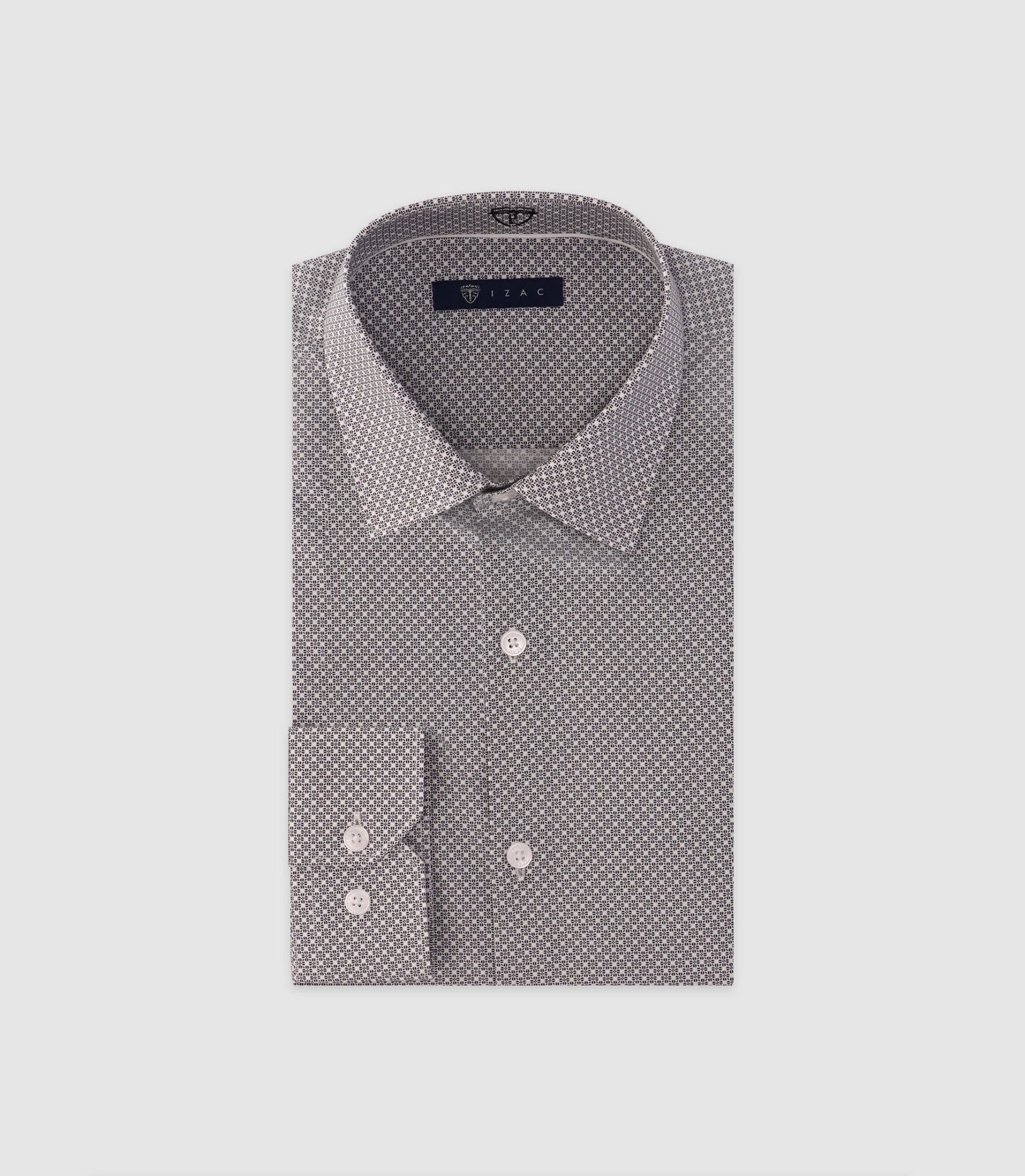Chemise imprimée manches longues noire - IZAC