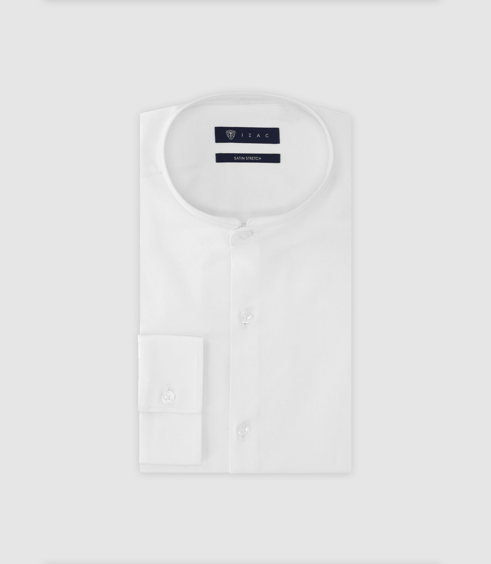 Chemise col mao en satin blanche - IZAC