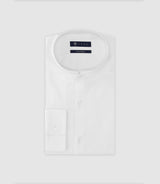 Chemise col mao en satin blanche - IZAC