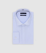 Chemise col italien en satin de coton ciel - IZAC