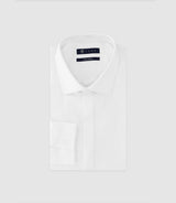 Chemise col italien en satin de coton blanche - IZAC
