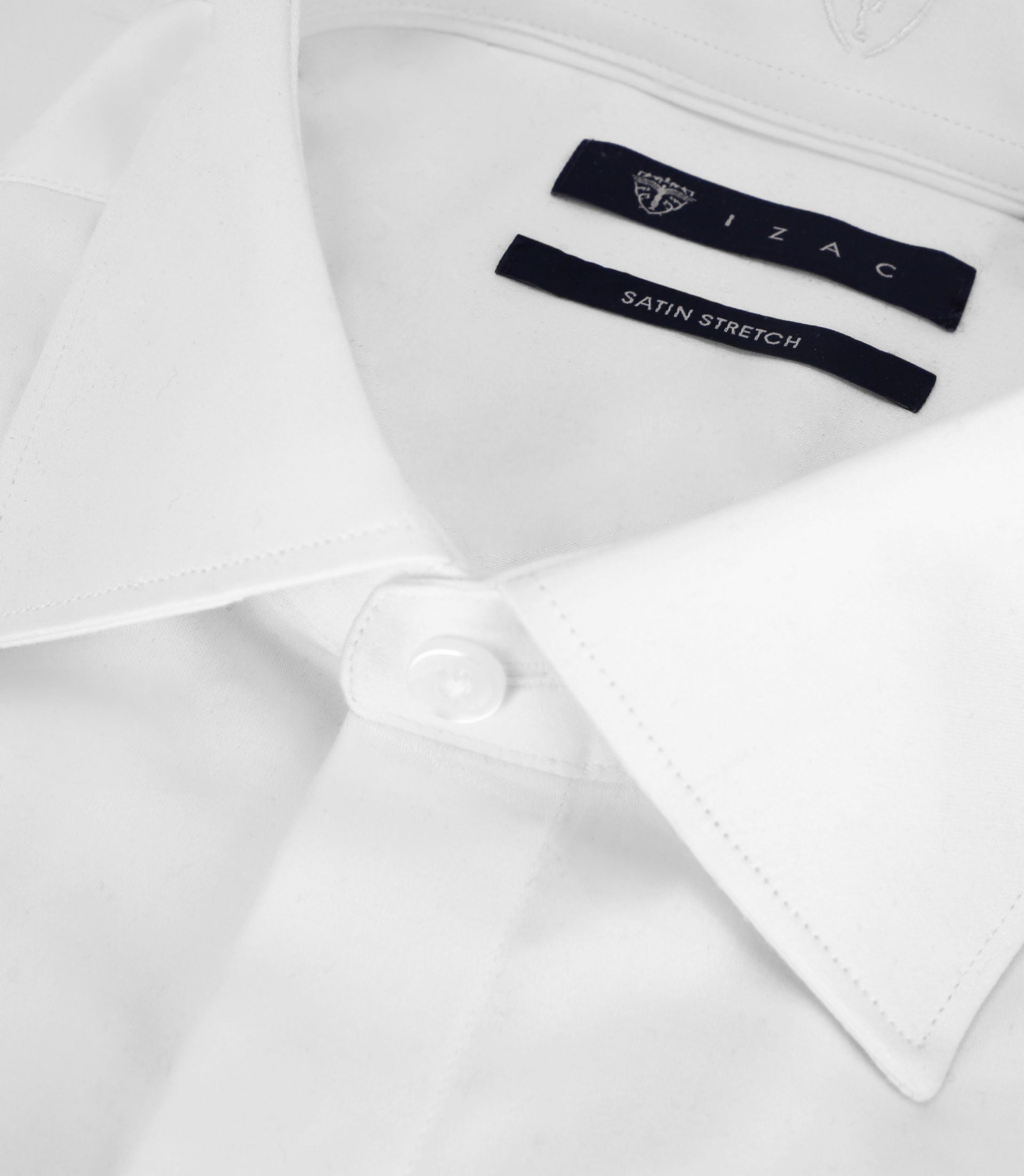 Chemise col italien en satin de coton blanche - IZAC
