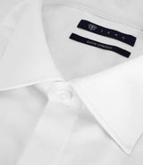 Chemise col italien en satin de coton blanche - IZAC