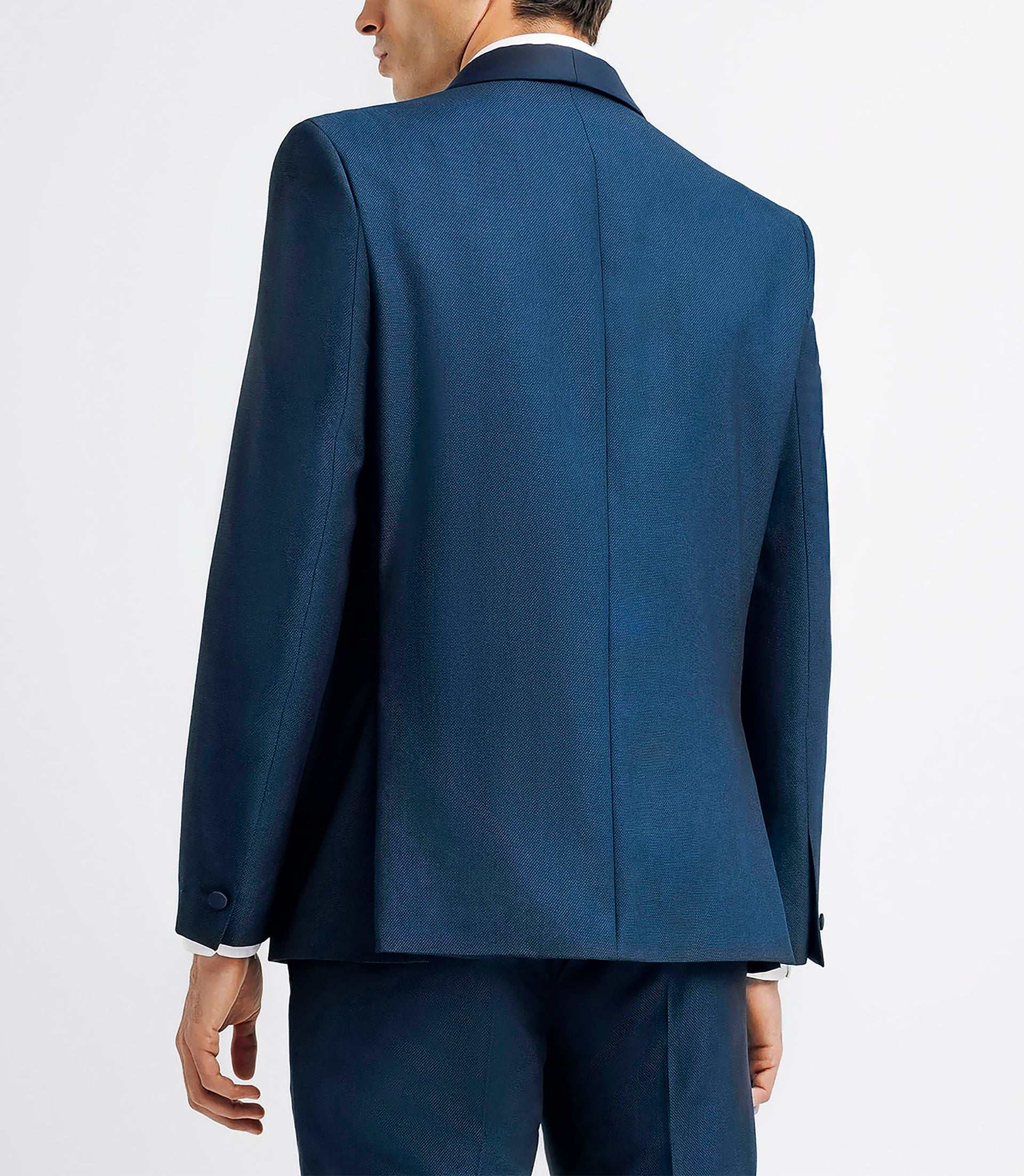 Costume ceremonie col chale BLEU - IZAC