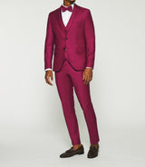 Costume 2 boutons en laine rose fuchsia FAVORI - IZAC