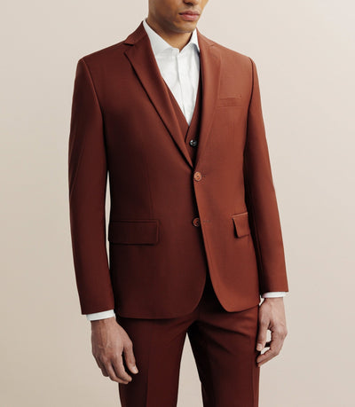 Costume 2 boutons laine majoritaire terracotta - IZAC