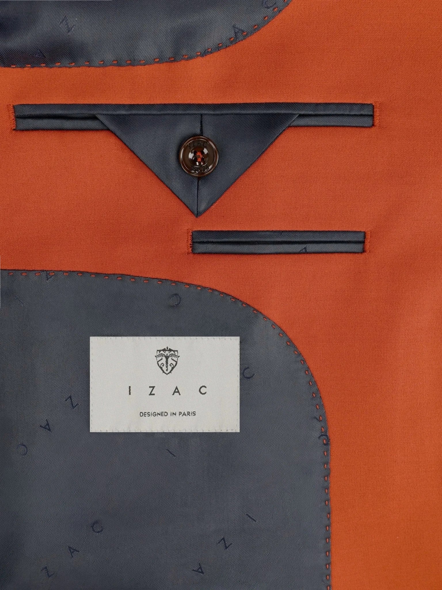 Costume 2 boutons en laine majoritaire terracotta - IZAC