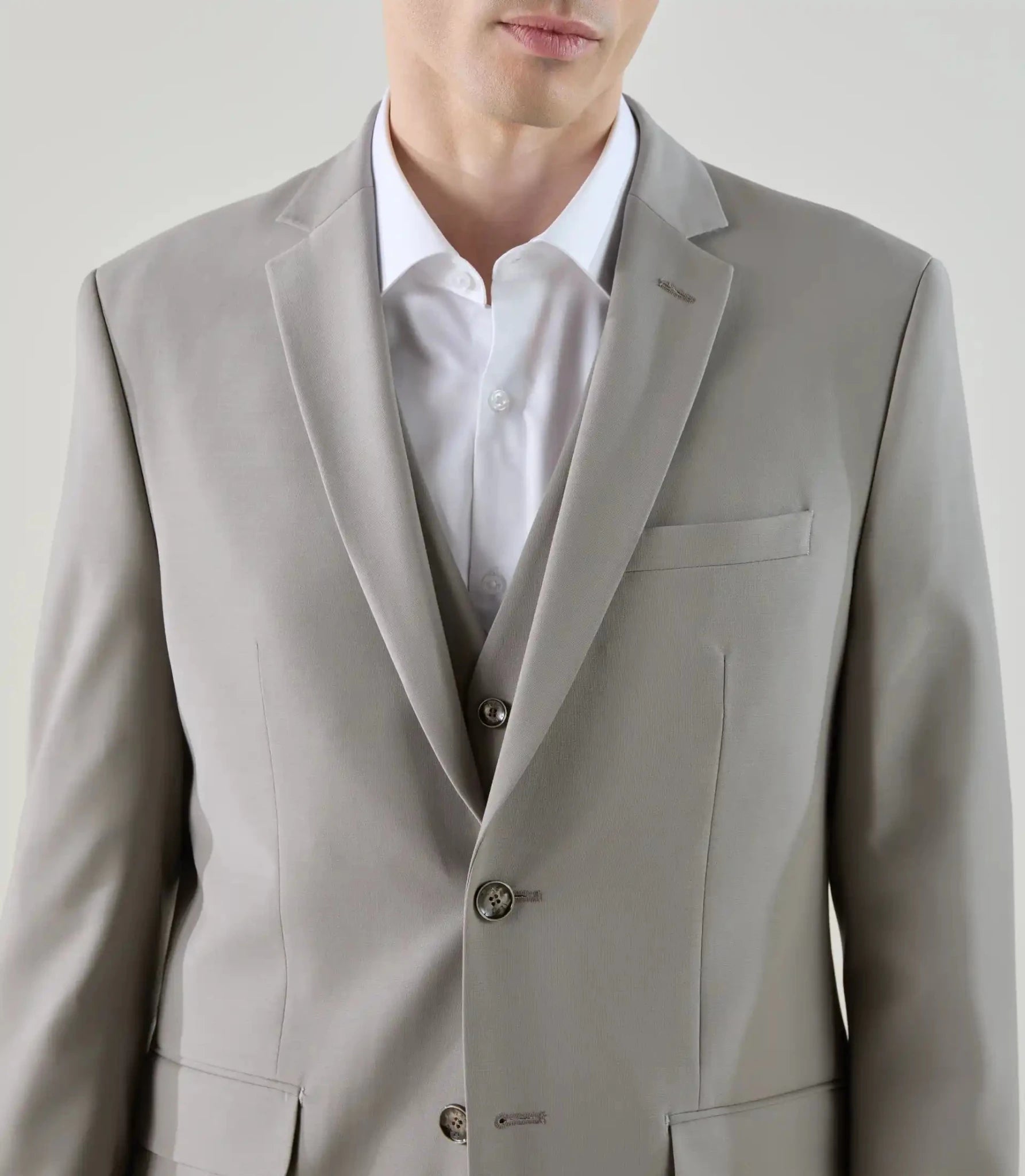 Costume 2 boutons en laine majoritaire taupe - IZAC