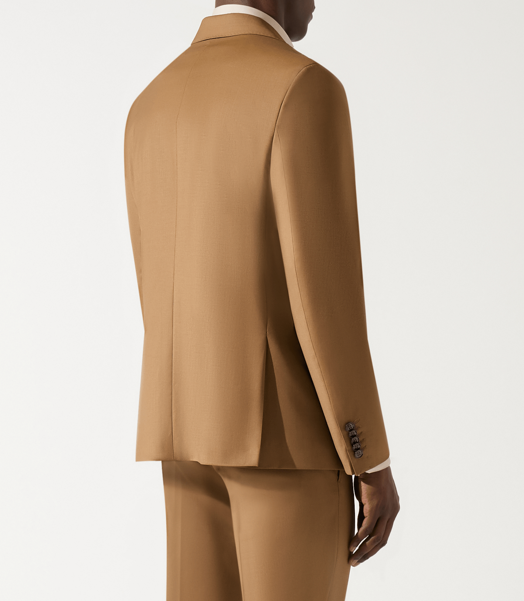 Costume 2 boutons en laine camel - IZAC