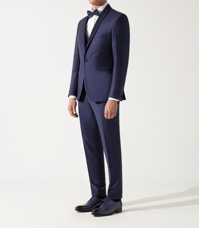 Costume de cérémonie à col châle marine - IZAC