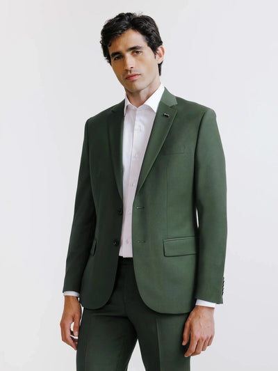 Costume 2 boutons laine majoritaire vert foncé - IZAC