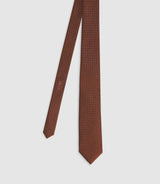 Cravate à motifs en soie marron - IZAC