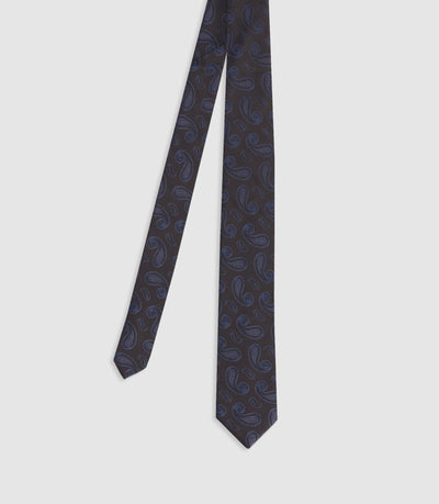 Cravate à motifs paisley noire - IZAC