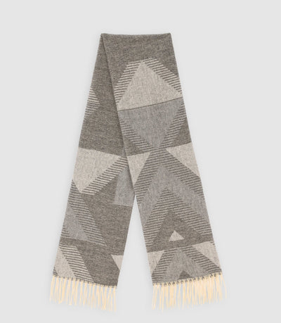 Echarpe avec franges à motifs grise - IZAC