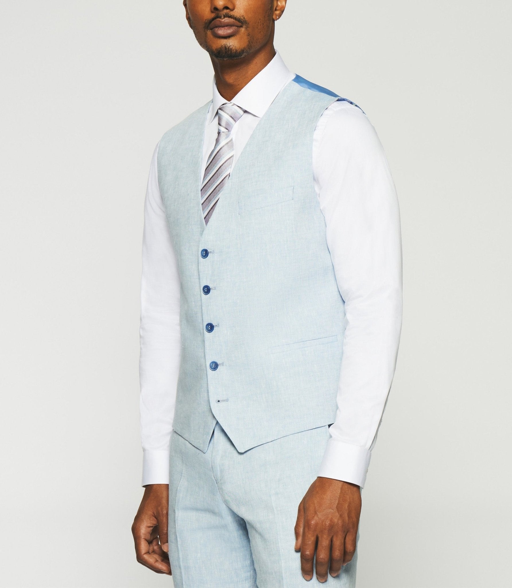 Gilet de costume en lin bleu ciel JCELESTE - IZAC