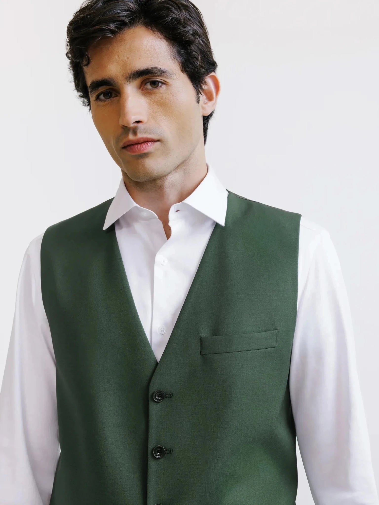 Gilet ville en laine majoritaire vert foncé - IZAC