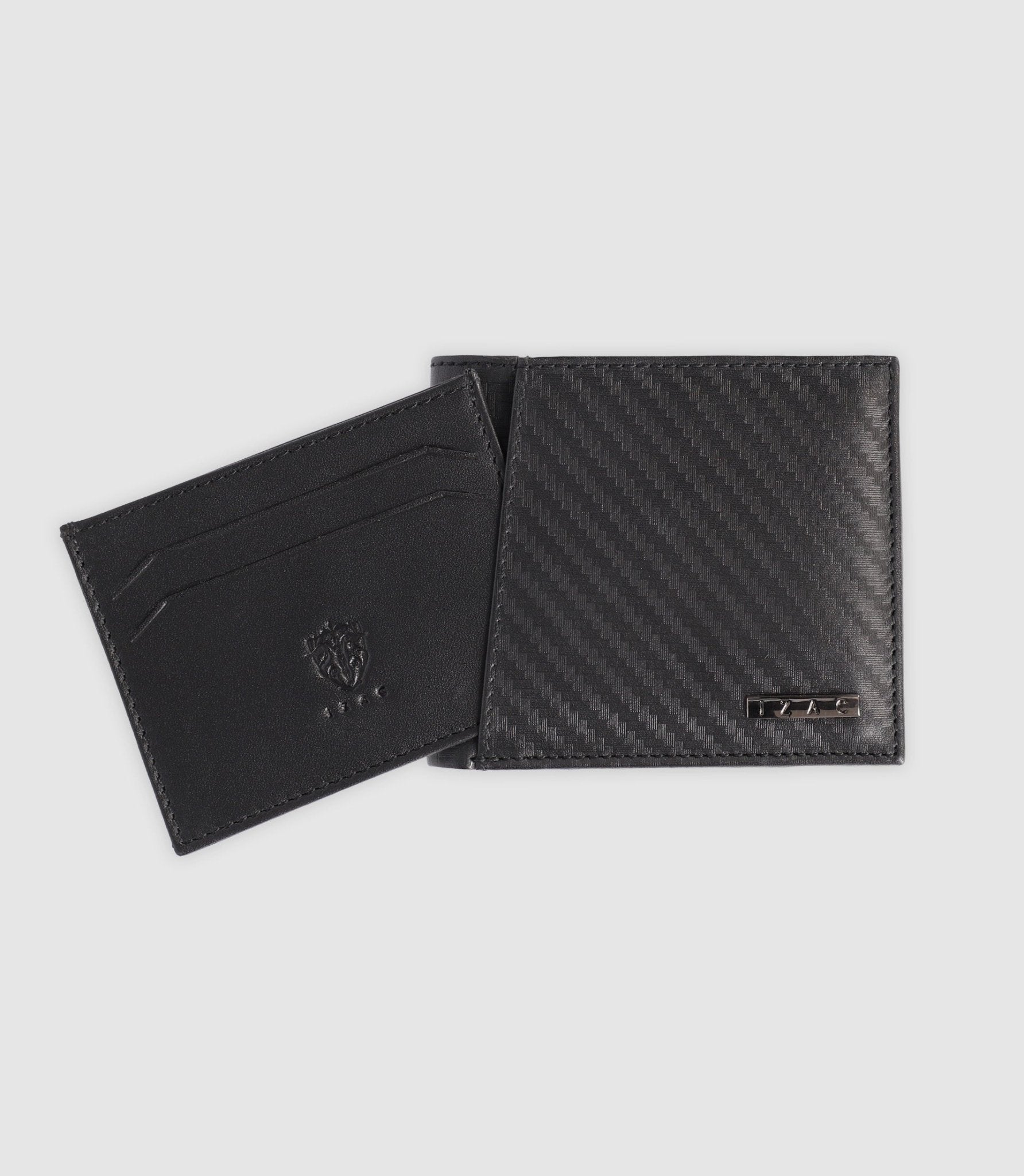 Portefeuille en cuir avec plaque noir - IZAC